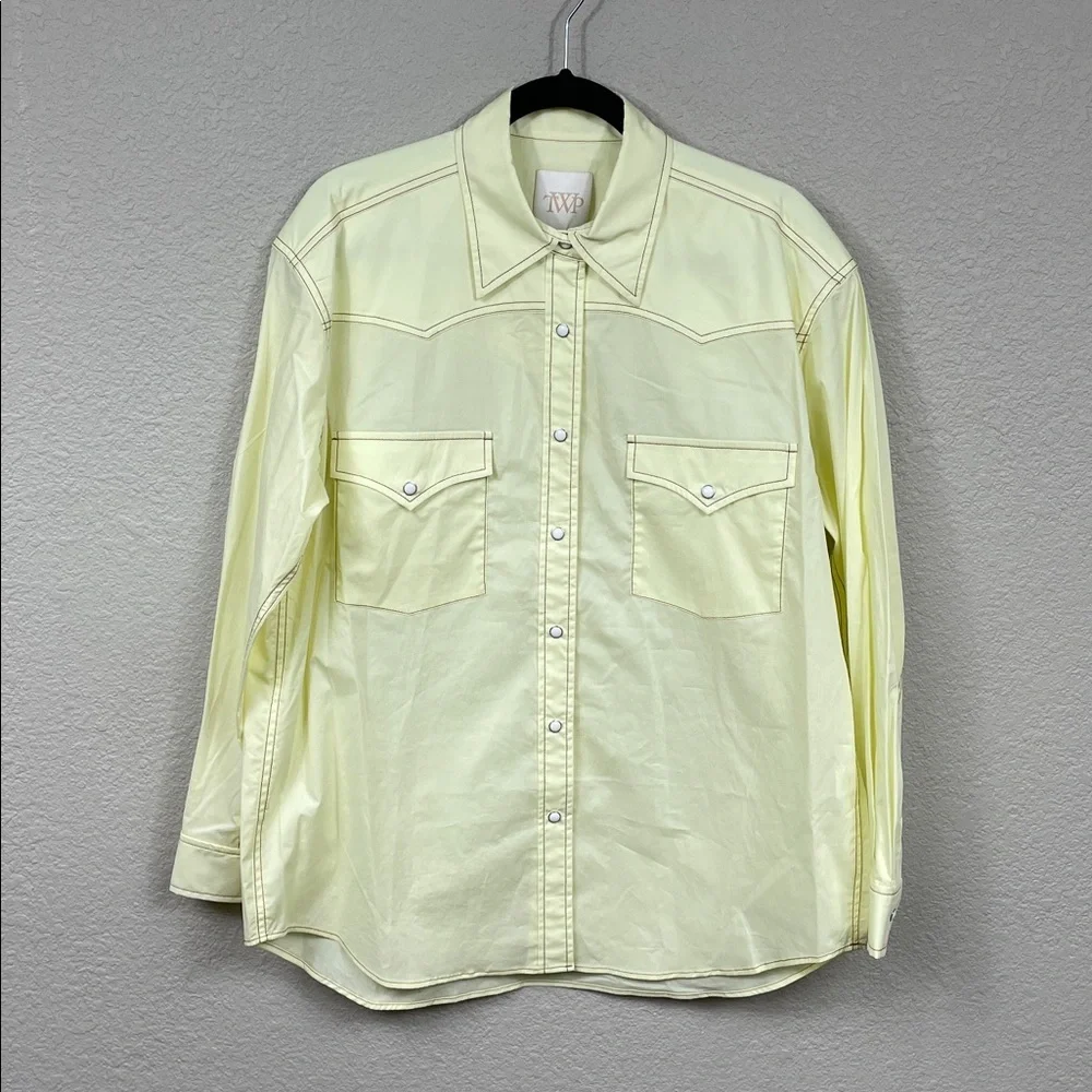 New TWP Dutton Stretch Cotton Button up Shirt Transparent Yellow Western XS S - Picture 3 of 12